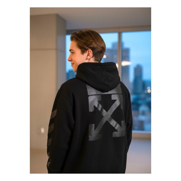 Off-White DIAG Carryover Hoodie XXL Black OWBB032S190970831010 Italy S19 - Picture 1 of 13